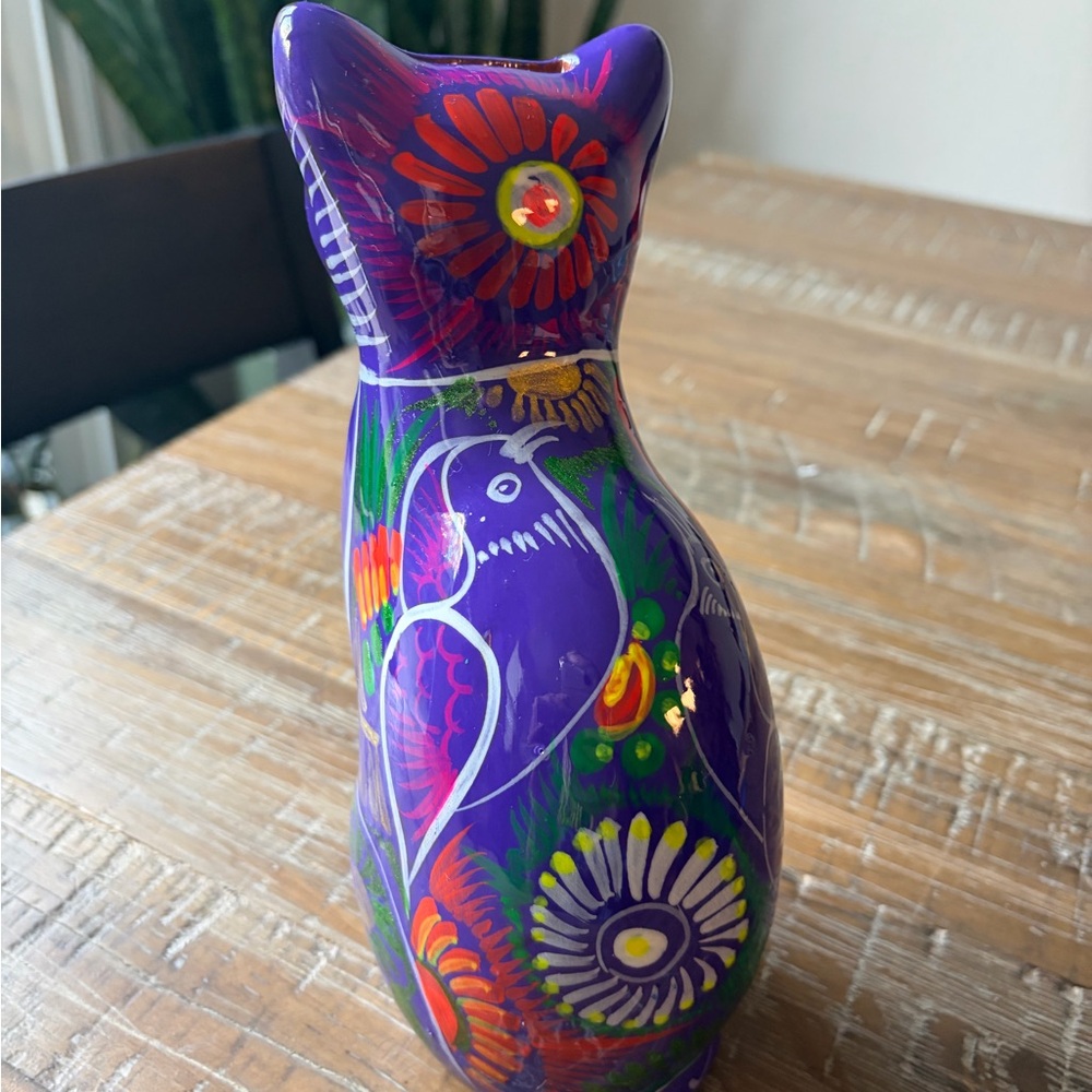 Mexican Talavera Ceramic Cat Penny Bank - Picture 3 of 6